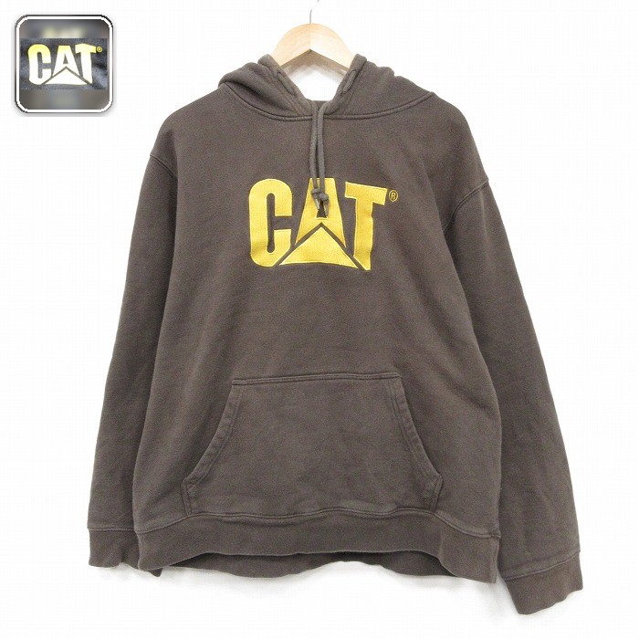 【50%OFF】CAT 長袖スウェットパーカー 刺? ブラウン XL | 古着