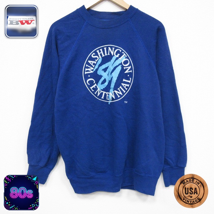 【50%OFF】80s ラグランスウェット ワシントン ブルー L | 古着