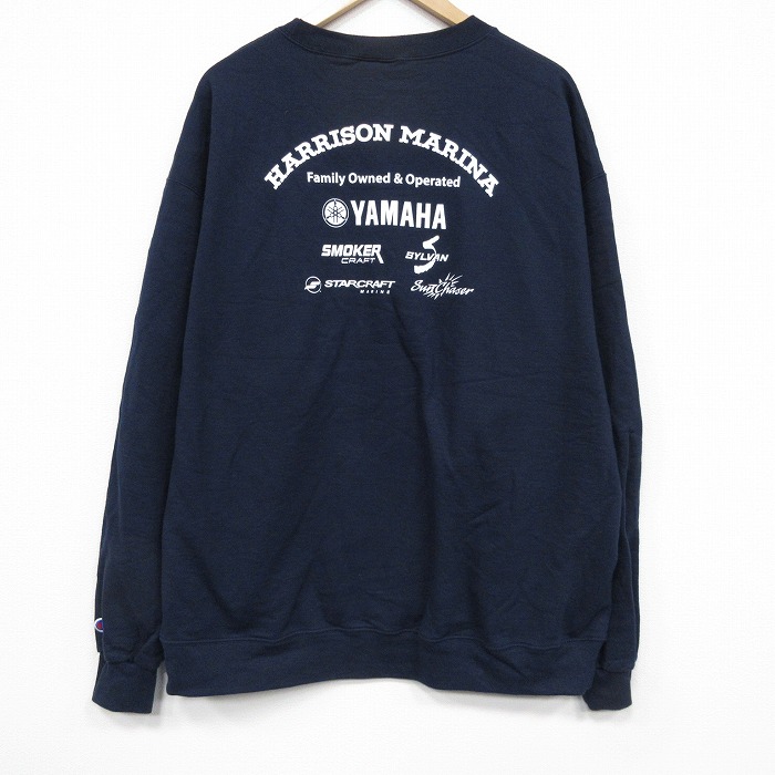 チャンピオン 長袖スウェット ヤマハ企業広告 ネイビー XL | 古着