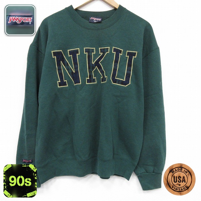 【50%OFF】ジャンスポーツ 90s 長袖スウェット NKU グリーン L | 古着