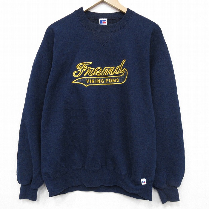 XL★古着 ラッセル 長袖 スウェット メンズ 90年代 90s Tremd クルーネック USA製 紺 25dec23