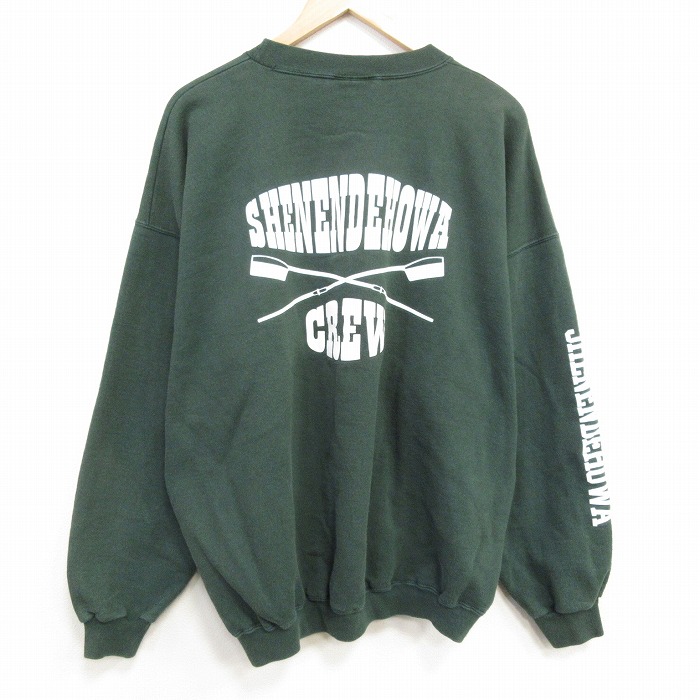 XL★古着 ヘインズ 長袖 スウェット メンズ CREW クルーネック 濃緑 25dec24