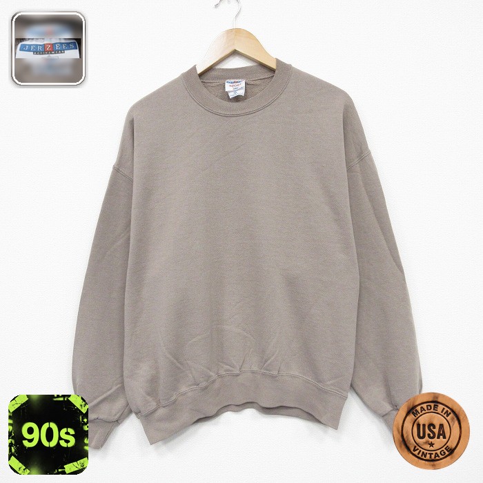 【50%OFF】ジャージーズ 90s 長袖スウェット ワンポイントロゴ ベージュ L | 古着