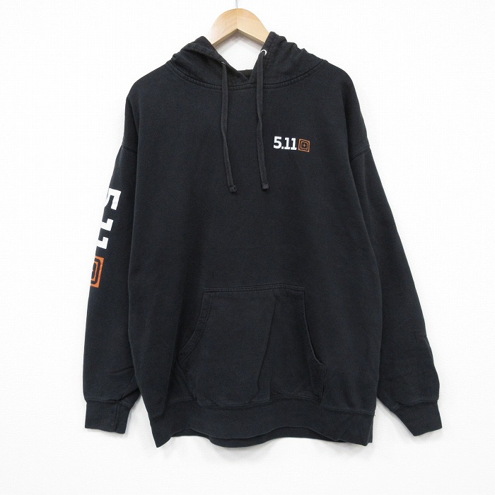 【20%OFF】XL★古着 5.11タクティカル 長袖 スウェット パーカー メンズ ワンポイントロゴ 黒 25dec25