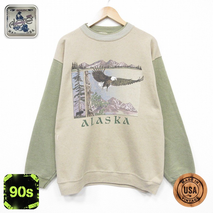 【50%OFF】90s 長袖スウェット アラスカ ベージュ L | 古着