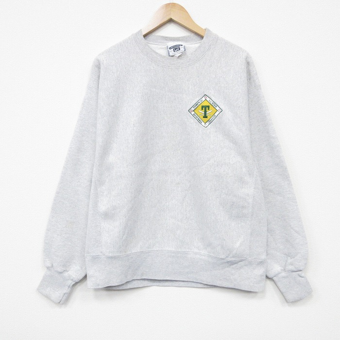 XL★古着 リー Lee 長袖 スウェット メンズ 00年代 00s ベースボール クルーネック 薄グレー 霜降り 25dec25