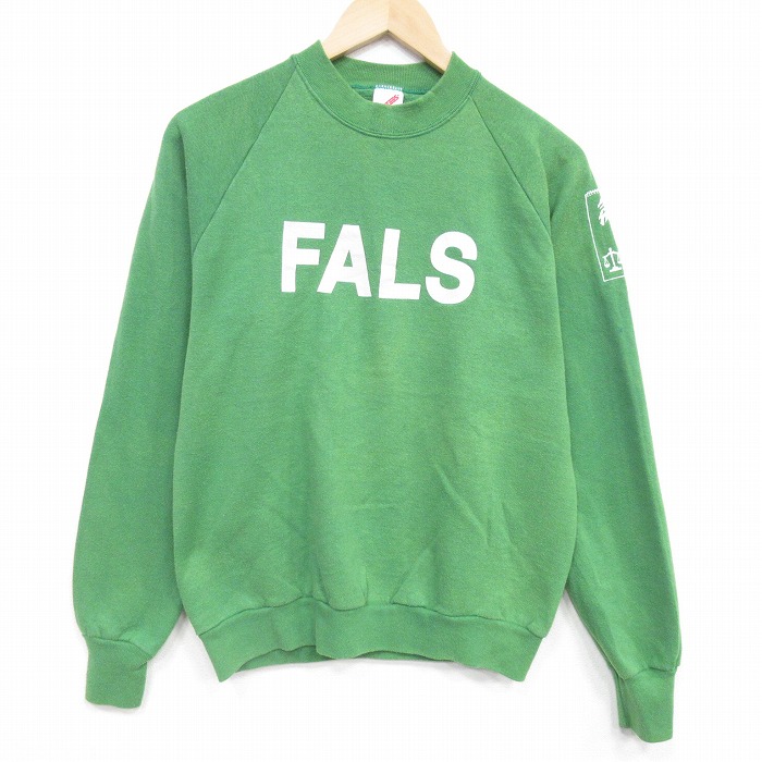 M★古着 ジャージーズ 長袖 スウェット メンズ 80年代 80s FALS ラグラン クルーネック USA製 黄緑 25dec25