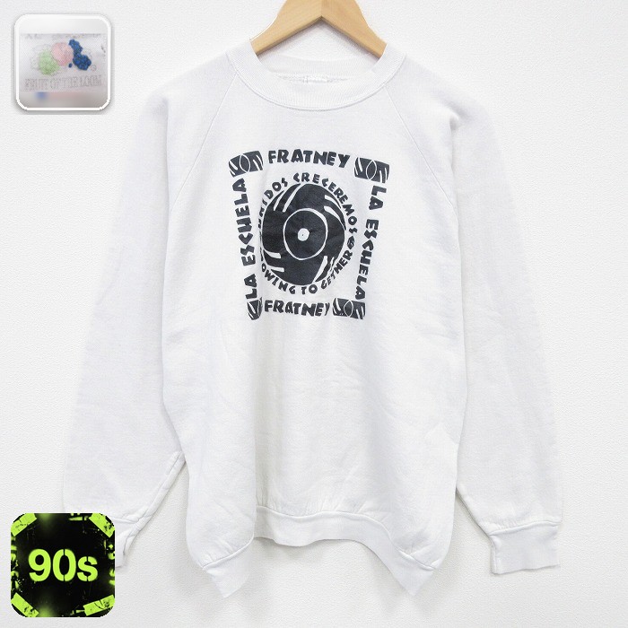 【50%OFF】フルーツオブザルーム 90s 長袖スウェット FRATNEY ホワイト L | 古着