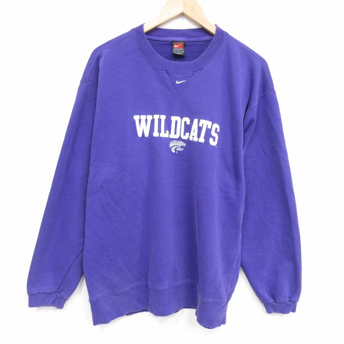 L★古着 ナイキ NIKE 長袖 スウェット メンズ 00年代 00s ワイルドキャッツ クルーネック 紫 25dec25