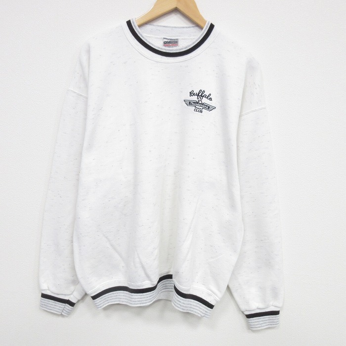 XL★古着 オニータ ONEITA 長袖 スウェット メンズ 90年代 90s サンダーバードクラブ クルーネック USA製 白 霜降り 25dec25