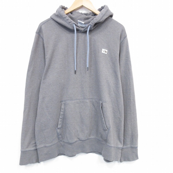 【20%OFF】XL★古着 ノースフェイス 長袖 スウェット パーカー メンズ ワンポイントロゴ グレー 25dec26