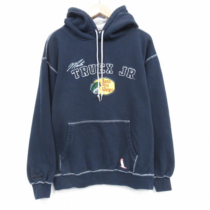 【20%OFF】L★古着 長袖 スウェット パーカー メンズ 00年代 00s バスプロショップ 紺 25dec26
