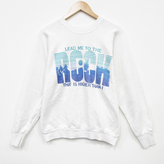 フルーツオブザルーム 90s 長袖スウェット ROCK ホワイト M | 古着