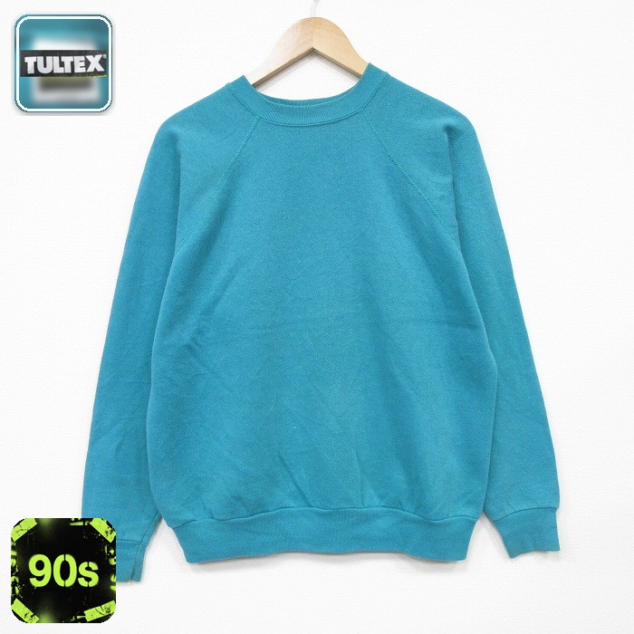 【50%OFF】90s ラグランスウェット 青緑 L | 古着