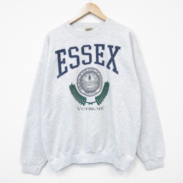 90s 長袖スウェット ESSEX カレッジ グレー XL | 古着