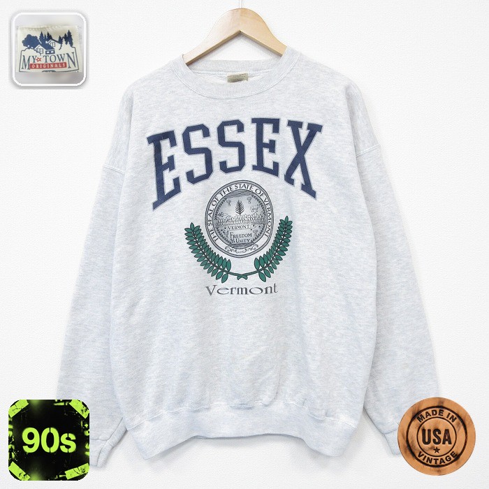 【50%OFF】90s 長袖スウェット ESSEX カレッジ グレー XL | 古着
