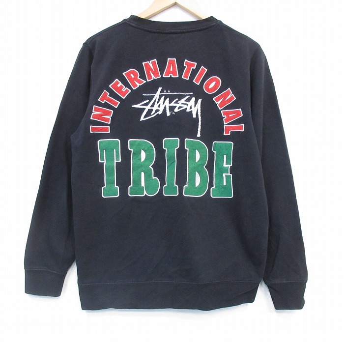 L★古着 ステューシー 長袖 スウェット メンズ TRIBE クルーネック 黒 26jan05