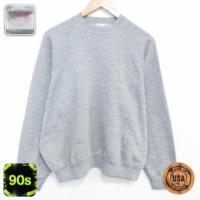 【50%OFF】フルーツオブザルーム 90s 長袖スウェット ラグラン グレー XL | 古着