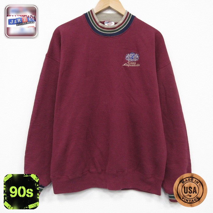 【50%OFF】ジャージーズ 90s 長袖スウェット バーガンディ XL | 古着