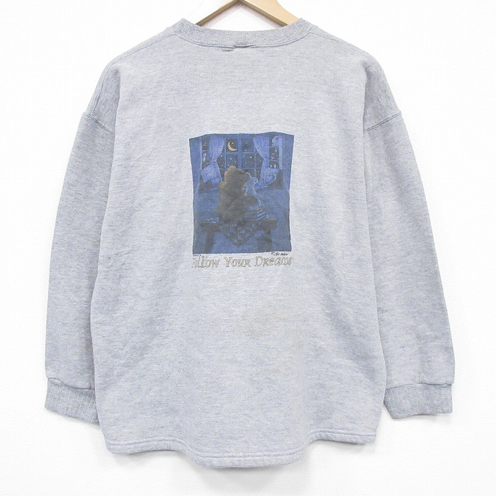 ラッセル 90s 長袖スウェット クマ グレー L | 古着