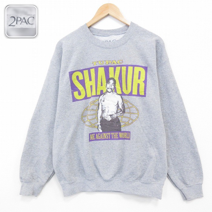 長袖スウェット 2PAC グレー L | 古着