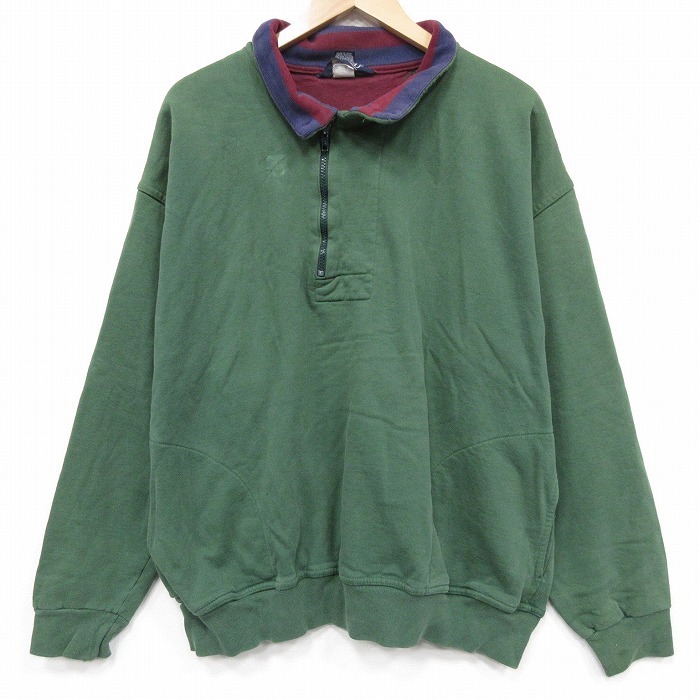 ランズエンド 90s 長袖スウェット モックネック ライトグリーン XL | 古着