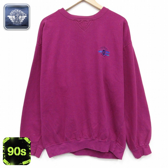 【50%OFF】ドッカーズ 90s 長袖スウェット ワンポイントロゴ パープル XL | 古着