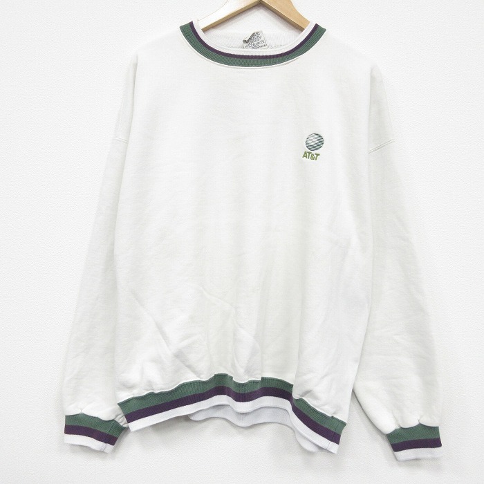 90s 長袖スウェット AT&T ホワイト XL | 古着
