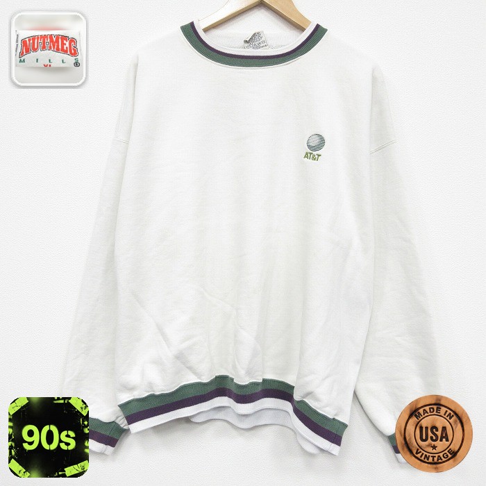 【50%OFF】90s 長袖スウェット AT&T ホワイト XL | 古着
