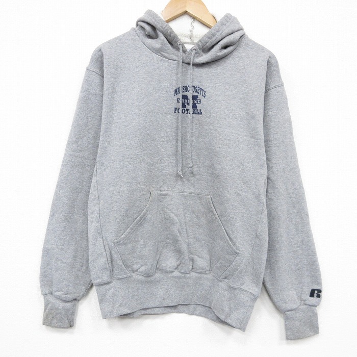 L★古着 ラッセル 長袖 スウェット パーカー メンズ 00年代 00s マサチューセッツ 薄グレー 霜降り 26jan08