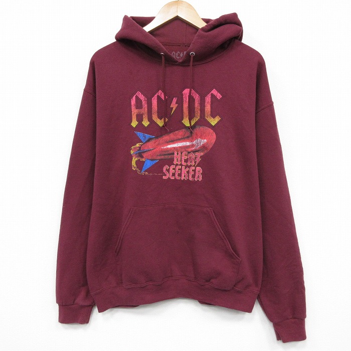 L★古着 長袖 ロック バンド スウェット パーカー メンズ AC/DC エンジ 26jan08
