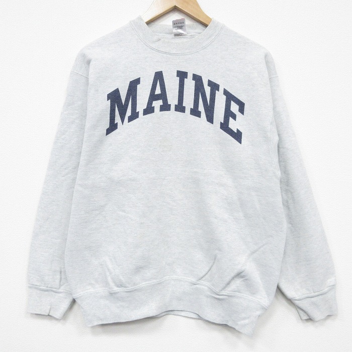 M★古着 フルーツオブザルーム 長袖 スウェット メンズ 90年代 90s MANIE クルーネック USA製 薄グレー 霜降り 26jan08