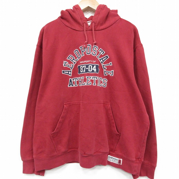 エアロポステール 長袖パーカー ビッグロゴ レッド XL | 古着