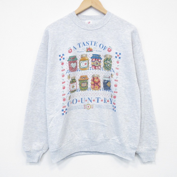 L★古着 ジャージーズ 長袖 スウェット メンズ 90年代 90s TASTE クルーネック USA製 薄グレー 霜降り 26jan09