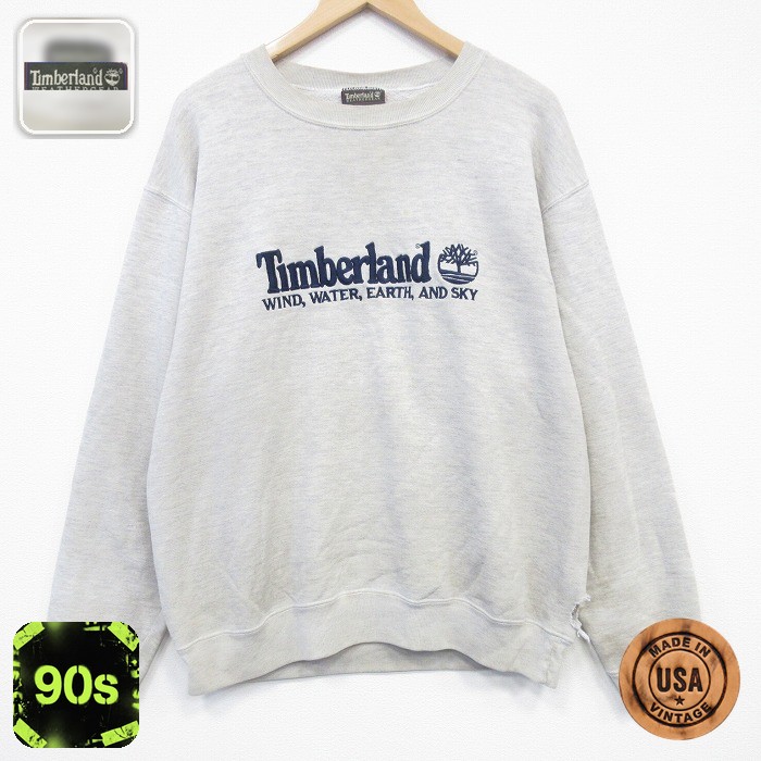 【50%OFF】ティンバーランド 90s 長袖スウェット ビッグロゴ グレー L | 古着