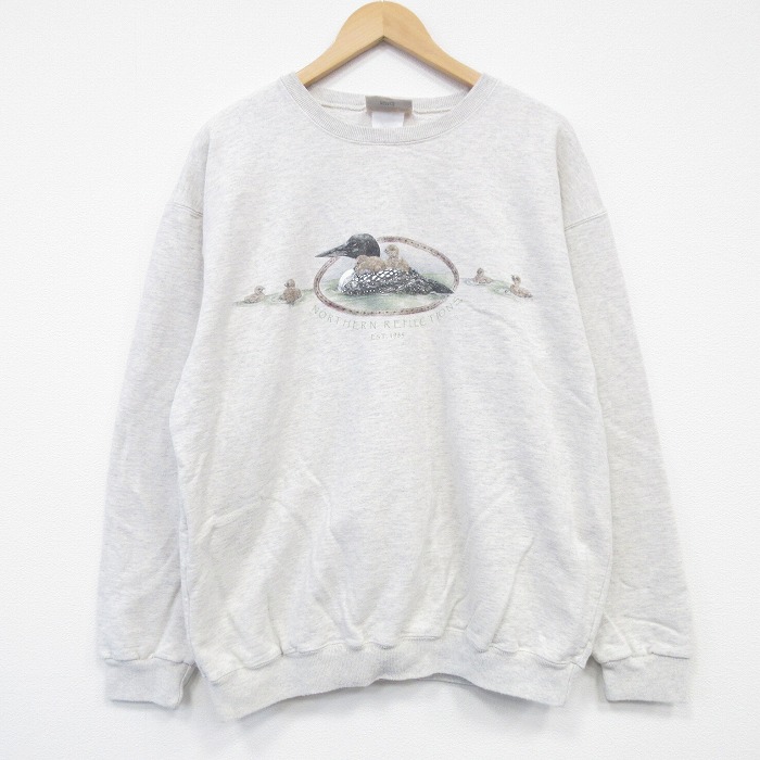 【20%OFF】NORTHERN REFLECTIONS 00s 長袖スウェット 鳥 グレー XL | 古着