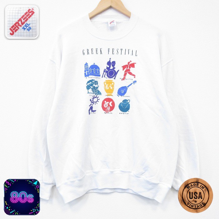 【50%OFF】80s 長袖スウェット Greek ホワイト XL | 古着