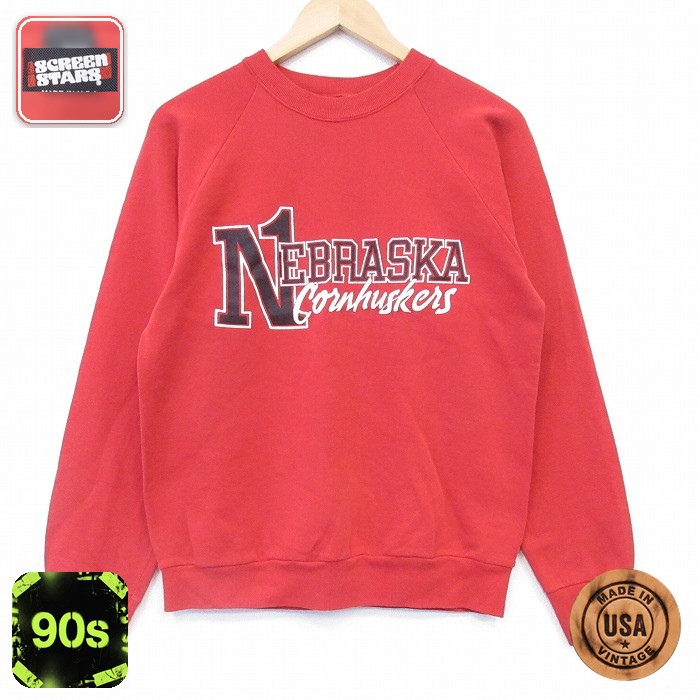 【50%OFF】スクリーンスターズ 90s 長袖スウェット ネブラスカハスカーズ レッド S | 古着