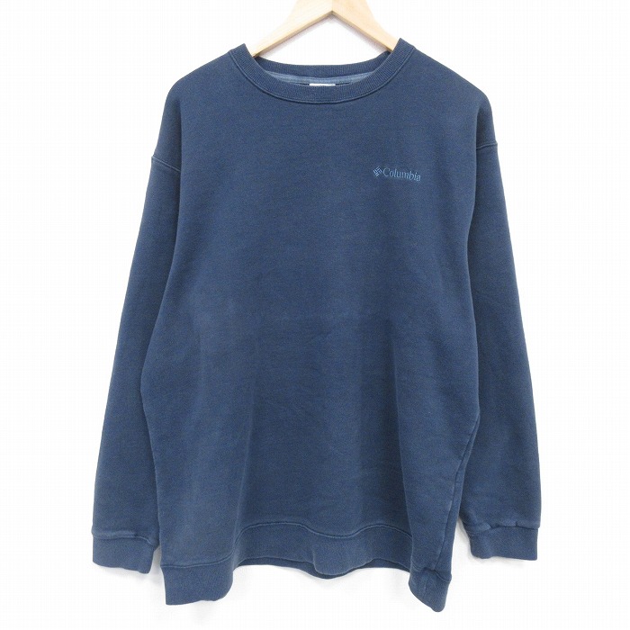 コロンビア 長袖スウェット ワンポイントロゴ ネイビー XL | 古着