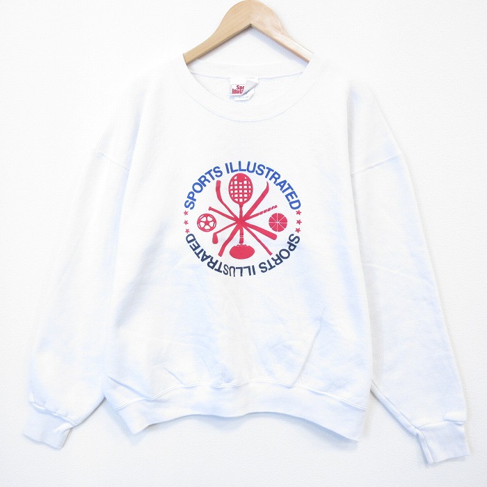 90s 長袖スウェット スポーツ ホワイト XL | 古着
