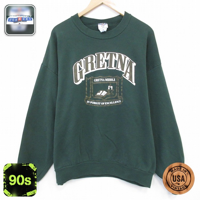【50%OFF】ジャージーズ 90s 長袖スウェット GRETNA グリーン XL | 古着