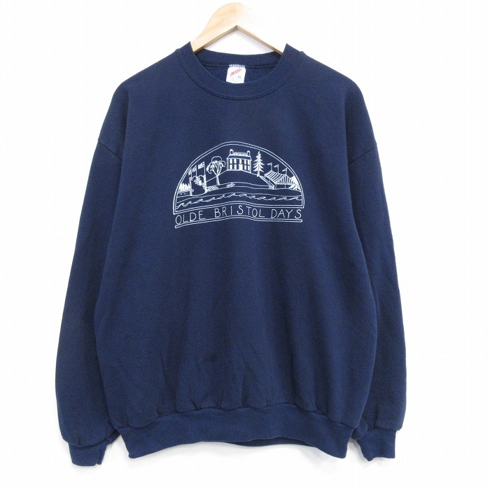 L★古着 ジャージーズ 長袖 スウェット メンズ 90年代 90s OLDE クルーネック USA製 紺 26jan22