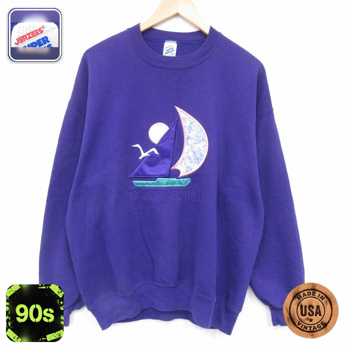 【50%OFF】ジャージーズ 90s 長袖スウェット ヨット パープル L | 古着