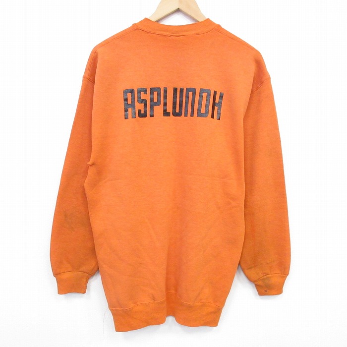 L★古着 ラッセル 長袖 スウェット メンズ 90年代 90s ASPLUNDH クルーネック USA製 オレンジ 26jan15