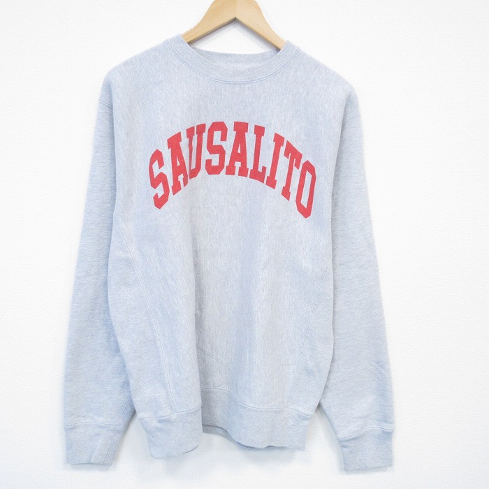 L★古着 長袖 スウェット メンズ SAUSALITO クルーネック グレー 霜降り 26jan15