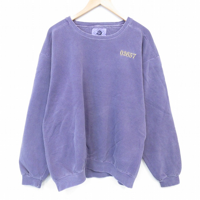 XL★古着 長袖 スウェット メンズ 00年代 00s 02657 クルーネック 薄紫 26jan15