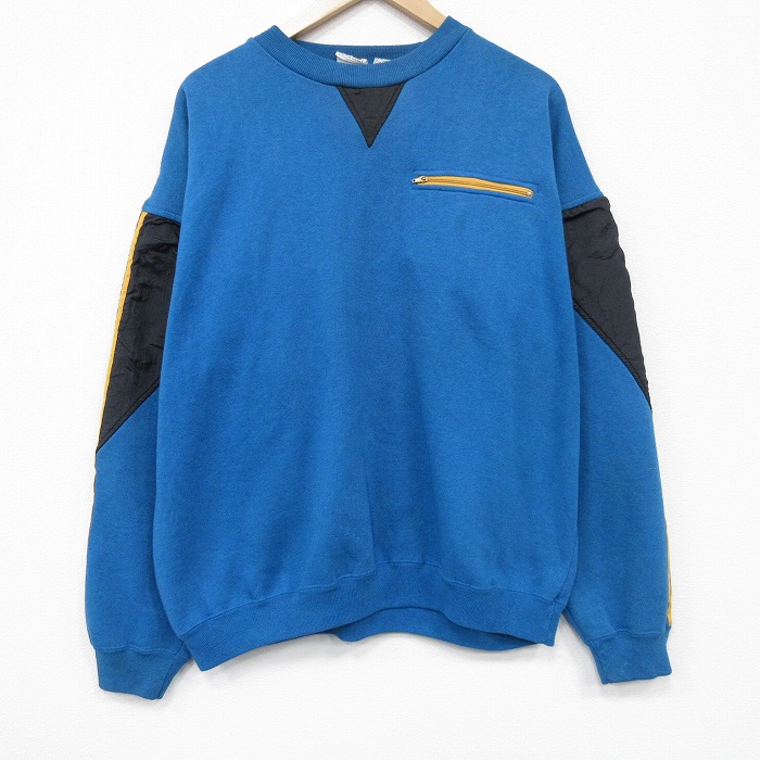 XL★古着 長袖 スウェット メンズ 90年代 90s 無地 クルーネック 水色他 26jan26
