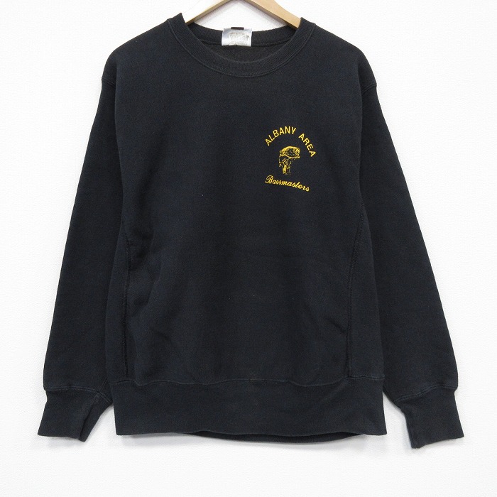 L★古着 リー Lee 長袖 スウェット メンズ 90年代 90s 魚 クルーネック USA製 黒 26jan26