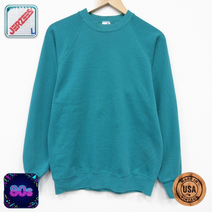 【50%OFF】ジャージーズ 80s ラグランスウェット グリーン M | 古着