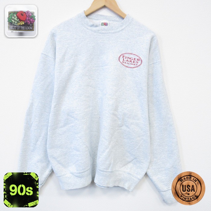 【50%OFF】フルーツオブザルーム 90s 長袖スウェット FINGER グレー XL | 古着